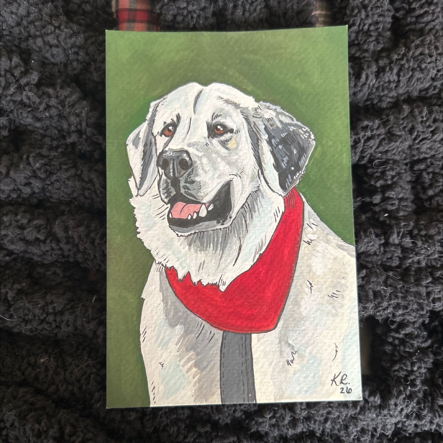 Great Pyrenees- 4x6 Gouache Original